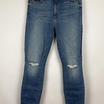 Mother Looker Ripped High Waist Fray Ankle Skinny Jeans Thrilling Shots Size 29 Blue Photo 2