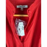 Madewell  Flutter Sleeve‎ Button-Front Poplin Mini Dress Red Pcockets Size Large Photo 7