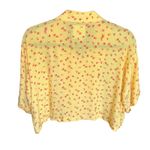 Chaser Kinney Button-Down Bright Yellow Floral Print Crop Top Size XS Photo 3