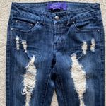 Miley Cyrus Authentic Y2K Max Azaria Size 5 dark wash distressed midrise straight jeans Photo 1
