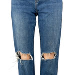 New Look  Women's Blue Distressed High Waisted Straight Denim Mom Jeans Pants 2 Photo 0