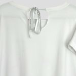 Orsay White Flamingo Top Women’s L – Silver Glitter Pearls Ribbon Tie Back Y2K Size L Photo 4