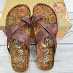 Very G Crisscross Burgundy Wine Metallic Strappy Sandals Contoured Footbed NEW Photo 7