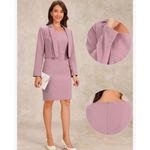 Allegra K NEW Dusty Pink Blazer Career Suit Set Blazer Sleeveless Dress XL Photo 1
