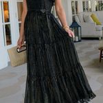 Cabana Life Metallic One Shoulder Maxi Dress in Black Gold Size M Photo 0