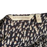 Soft Surroundings Dress M Black Beige Print Tassel Tie Long Sleeve Boho Photo 4