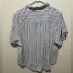 Madewell Chronicle Oversized Shirt in Rainbow Stripe Size Large Blue Purple Photo 3