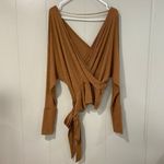 We The Free Free People  Rust Ribbed Wrap Tie Top Size Small Photo 2