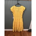 Jessica Simpson Yellow Wrap Dress, Size L New Midi Tiered Dress Photo 3
