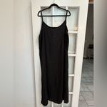 Linenbee 100% European Linen Black Midi Dress Sundress Minimalist Plus Size 2X Photo 3