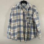 Veveret Blue Cream Plaid Shacket Flannel Jacket Fall Spring Comfy Casual Large Photo 4