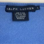 Ralph Lauren Blue Label 100% Cashmere Italian Yarn V Neck Blue Sweater Large Photo 7