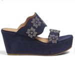 Jack Rogers Margaux Suede Studded Wedge Sandals Denim Navy Blue Size 8.5 Photo 1