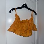Divided H&M NWT Flounce-Trimmed Cotton Smock Orange Sqaure OpenBack Stretch Crop Top XL Photo 6