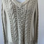 Abercrombie & Fitch Beaded Cable Knit Gray and Ivory Sweater, Sz: XS (b41) Photo 2