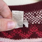 Loft  Escapade Full Zip Fair Isle Cotton Cardigan Sweater (Sz S) Red & White Photo 6