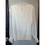 Talbots NWT Long Sleeve Metallic Sleeves Mock Neck Blouse Cream M Photo 2