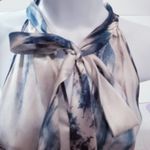 lola & sophie New York Printed Satin Pussybow Blouse Sleeveless Made in USA Gray Size XS Photo 8