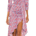 For Love & Lemons  Charlie Midi Dress Blossom Floral Size Medium Open Back Photo 0