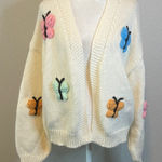Luna Ivy Butterfly Cardigan Ivory/Multicolor Size Small Photo 0