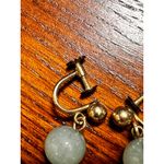 Jade Drop Earrings Dangle Gold‎ 1/20 14K Screw Back Vintage Style Jewelry Green Photo 2