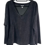 J. Jill Black Wide Rib Velour Knit‎ Top Women's 2x V Photo 0