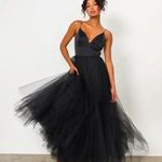 Hutch NWT  Anthropologie Lucia V-Neck Tulle Maxi Black Dress Size 6 Photo 0