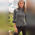 Venus  Jacket Top Denim Lace up Back Grey Fray Hem Distressed Asymmetrical 10/12 Photo 11