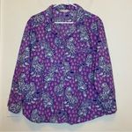 Printfresh  Tiger Queen Long Sleeve Button PJ Pajama Top Amethyst Purple Small Photo 2