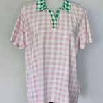 kim rogers Pink & White Gingham Check Contrast Collar Polo Size XXL Photo 0