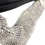 AQUA Women's Black Scrunchie Mini Crossbody Bag Black Rhinestone Strap New Photo 14