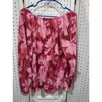 Kathy Ireland Floral Print Pleated Long Sleeve Blouse Top Women Size L Photo 5