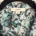 Vince  Blooms Blouse Top Green Blue Print Pleated Size small Photo 6