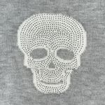No Comment  NWT Plus Size 2X Gray - White & Silver Embellished Skull Sweater Top Photo 3