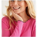 Boden Pink Suffolk Cotton Scallop Jumper Size 6 Photo 1