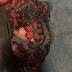 In Bloom jonquil Black Sheer short robe with Red Floral Detail no belt Medium Photo 5