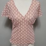 Ny&co NY& peach & brown 90s geo mesh blouse size small Photo 0