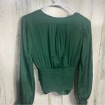 Anthropologie Sensual Plunge V-Neck Cinch Puff Sleeve Green Emerald Top size XS Photo 6