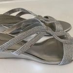 Bandolino , silver sandal, wedge heels, size 6 women’s Photo 0