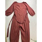 Gap  Maternity Gauze Jumpsuit Rust Red Button Front Tie Waist Cropped Leg Size S Photo 7