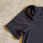 DR2 Black Ribbed Puff Short Sleeve Top Size L Photo 2