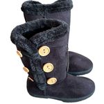 NEW Black Faux Fur Design Soft Suede Style Boots Chatz Chatties Women’s 5/6 Fit! Photo 0