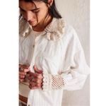Free People  Ethereal Dainty Cottage Rhiannon Crochet Shirt Ivory Size Large Photo 5