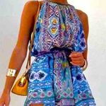 ZARA halter printed Beaded Sheer Flowy Top S Photo 2