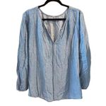 Old Navy Women's 2XL Blue Chambray V-Neck Long Sleeve Blouse Photo 0