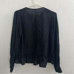 ZARA  embroidered SILK Blouse top Black MEDIUM NEW Photo 6