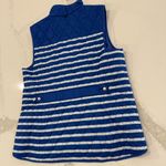 Talbots  Diamond Quilted Full Zip Striped Puffer Vest Women’s Medium Blue/White Photo 7