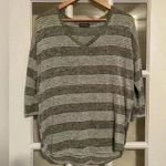Market & Spruce  Women’s Knit Top Grey Stripe 3/4 Sleeve Size L Photo 1