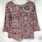 The Limited NWT  Mosaic Abstract Print Ruffle V Back 3/4 Sleeve Blouse Top Boho S Photo 3
