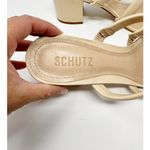 Schutz NEW  Olly Mid Block Nappa Leather Strappy Sandal Cream White 10.5 Photo 6